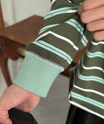 拼接條紋長袖T恤