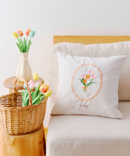 鬱金香刺繡靠墊套 45×45cm