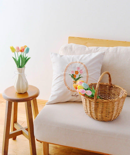 鬱金香刺繡靠墊套 45×45cm