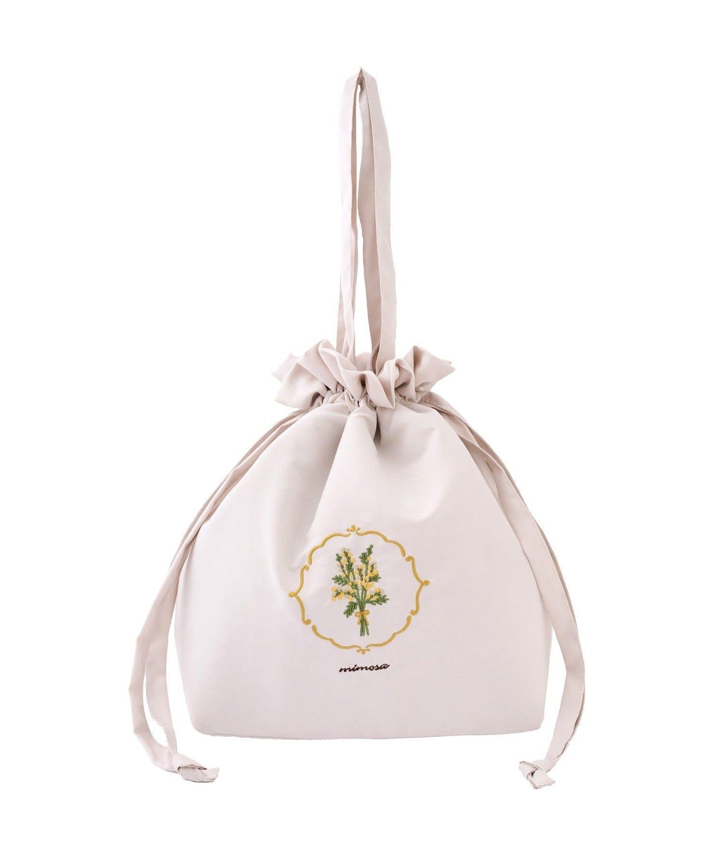 含羞草刺繡 保冷 束口包