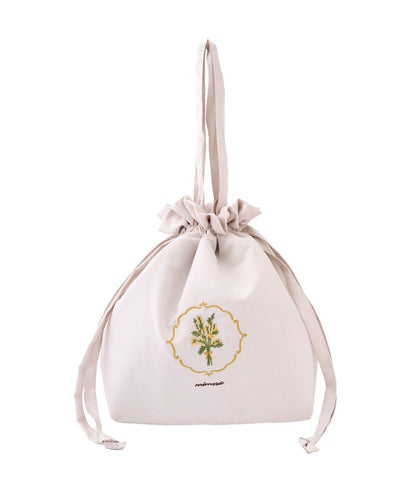 含羞草刺繡 保冷 束口包