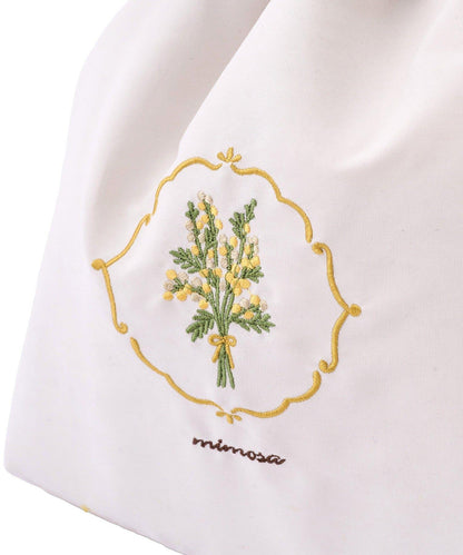 含羞草刺繡 保冷 束口包