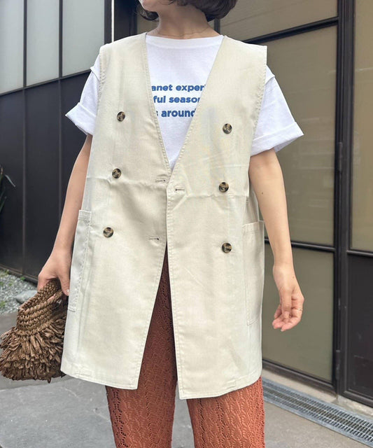 CIAOPANIC TYPY 無領設計 亞麻混紡 馬甲