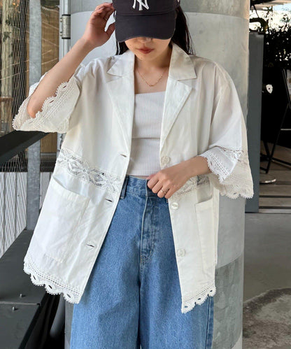 CIAOPANIC TYPY 蕾絲拼接寬鬆五分袖夾克