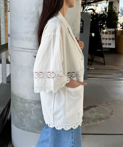 CIAOPANIC TYPY 蕾絲拼接寬鬆五分袖夾克