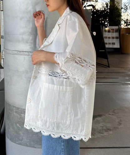 CIAOPANIC TYPY 蕾絲拼接寬鬆五分袖夾克