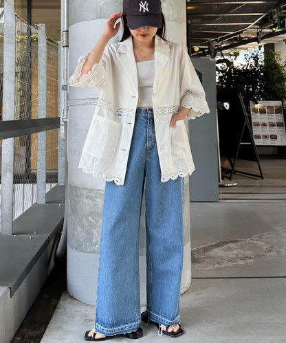 CIAOPANIC TYPY 蕾絲拼接寬鬆五分袖夾克