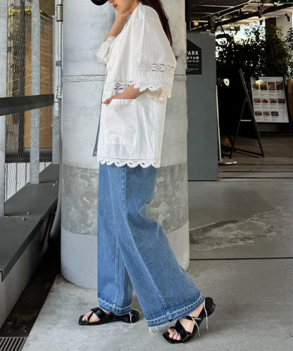 CIAOPANIC TYPY 蕾絲拼接寬鬆五分袖夾克