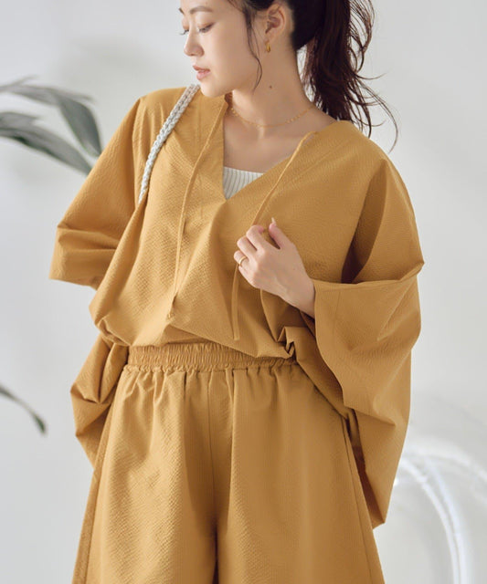 泡泡紗 斗篷式 罩衫設計 防曬 上衣