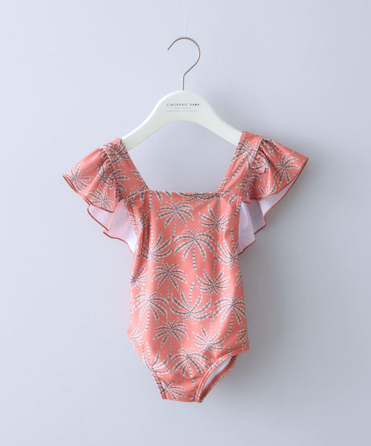 CIAOPANIC TYPY KIDS 袖部荷葉邊印花連體泳衣