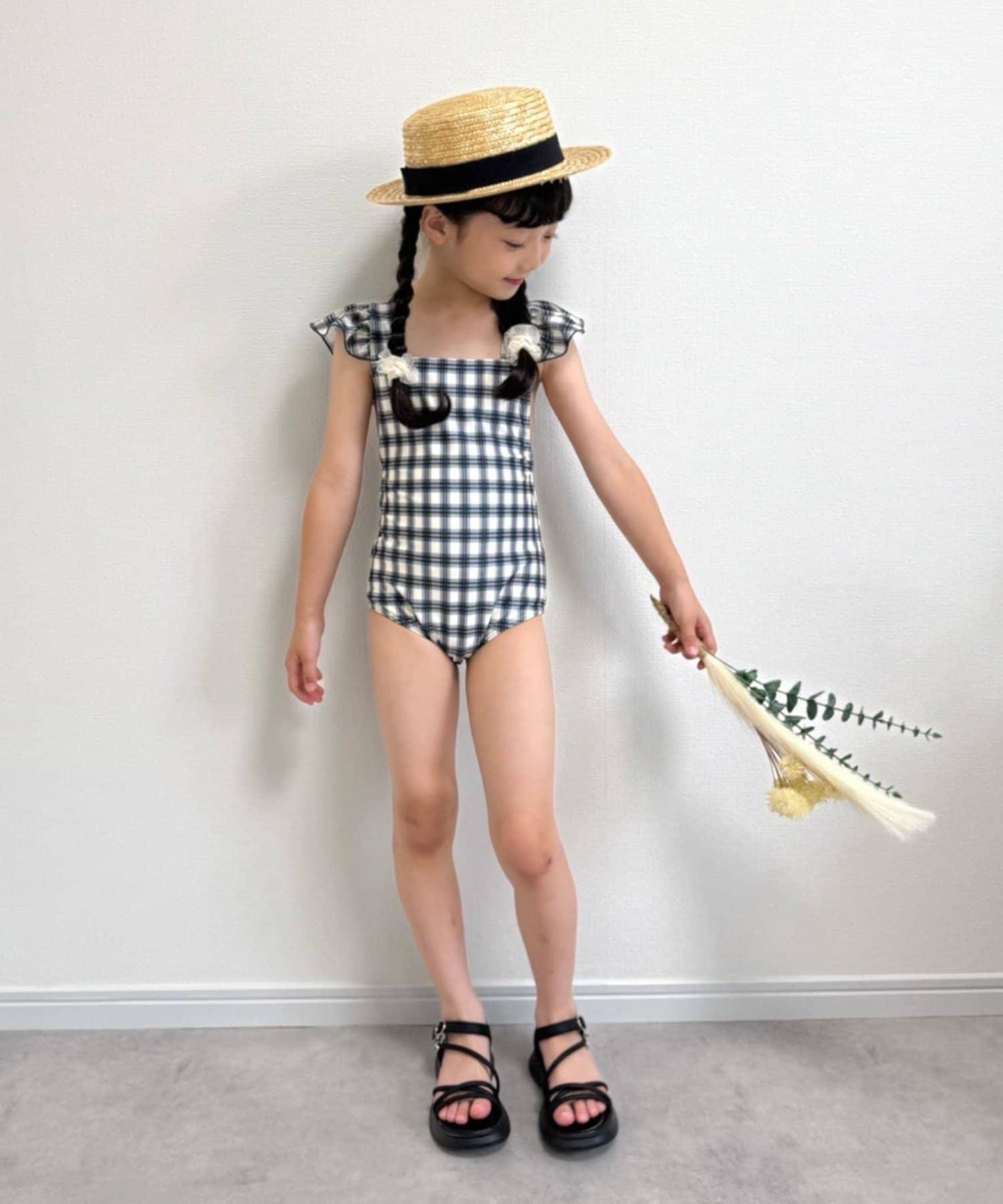 CIAOPANIC TYPY KIDS 袖部荷葉邊印花連體泳衣