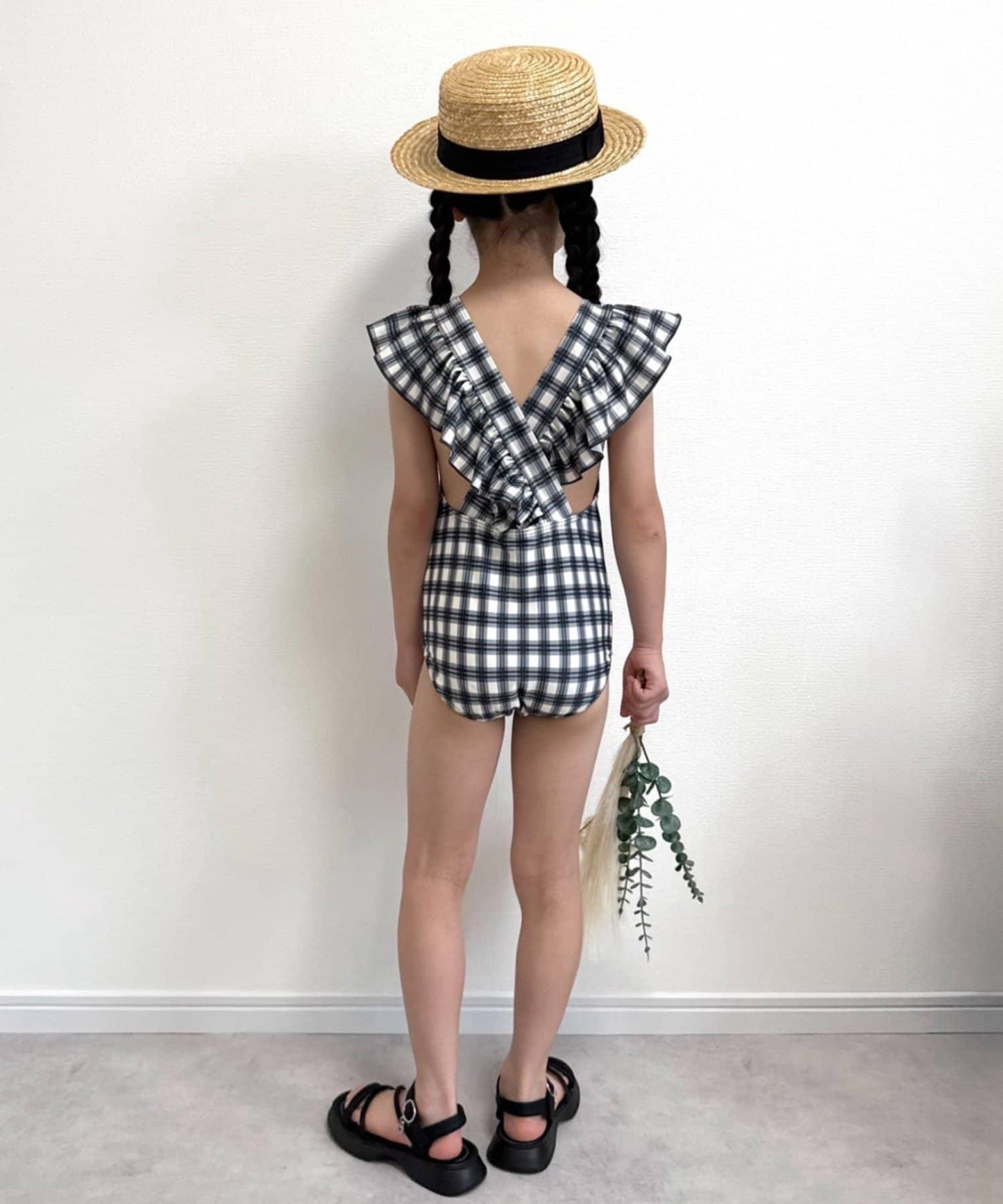 CIAOPANIC TYPY KIDS 袖部荷葉邊印花連體泳衣