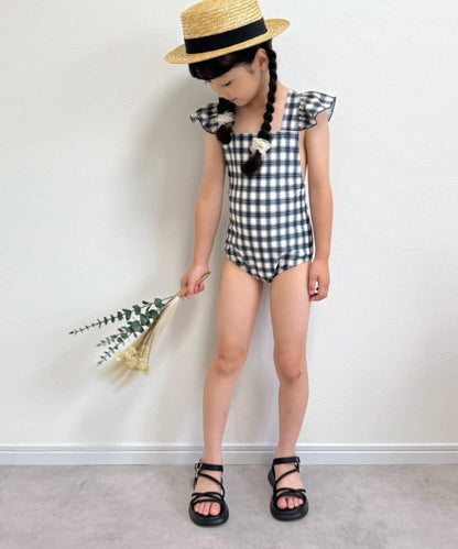 CIAOPANIC TYPY KIDS 袖部荷葉邊印花連體泳衣