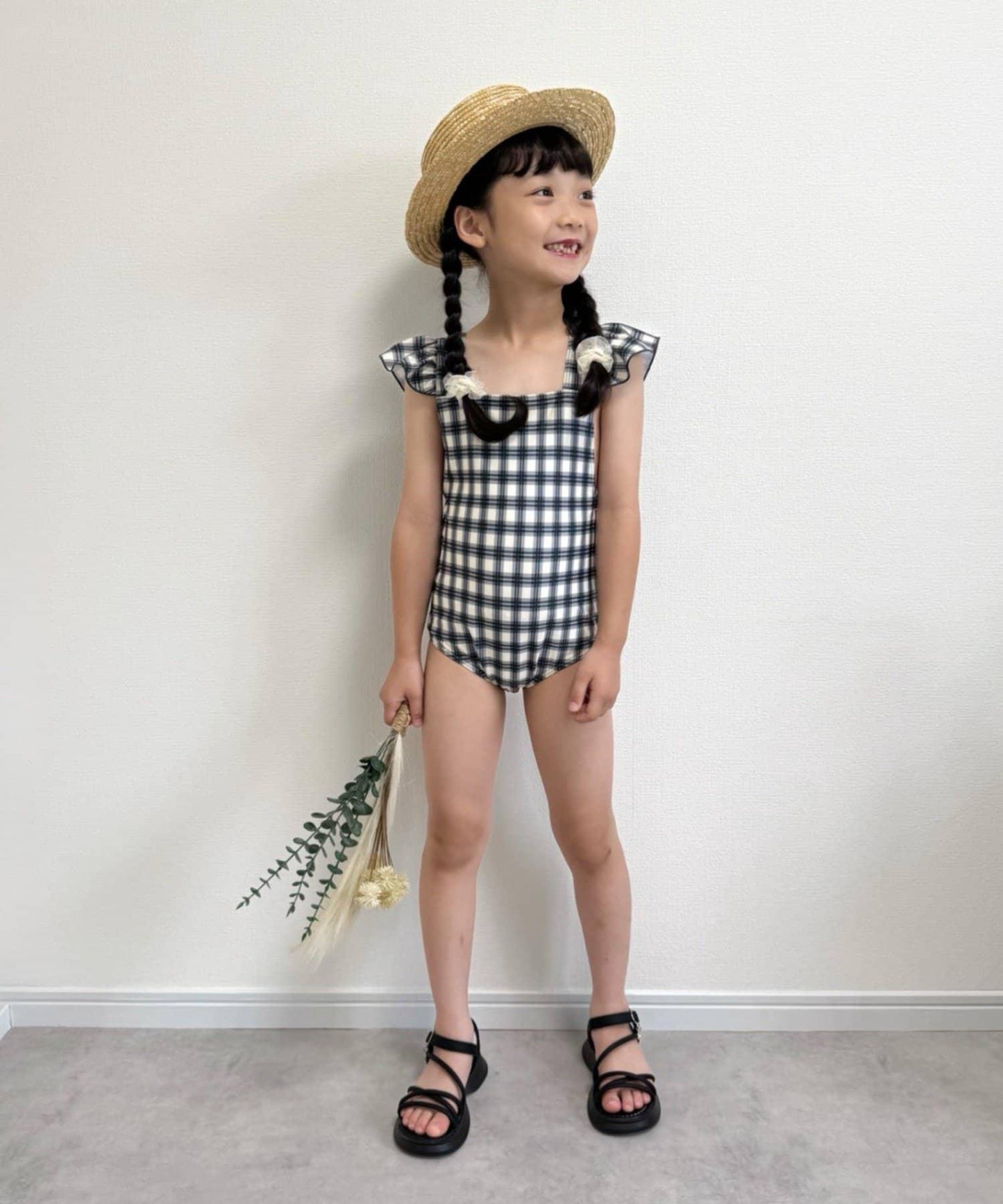 CIAOPANIC TYPY KIDS 袖部荷葉邊印花連體泳衣