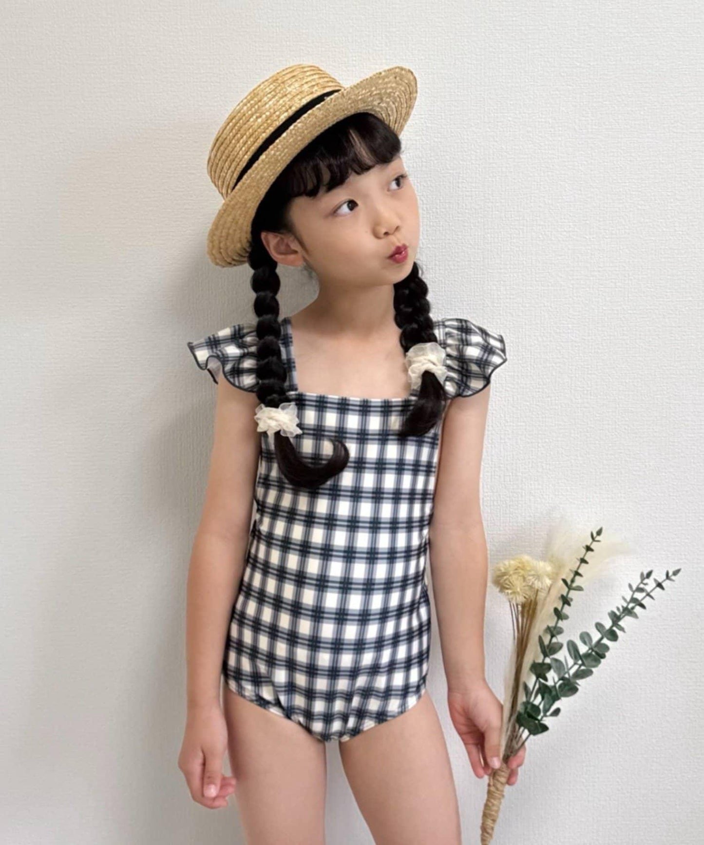 CIAOPANIC TYPY KIDS 袖部荷葉邊印花連體泳衣