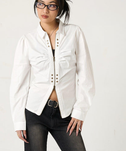 褶皺鉚釘修身設計 GATHERED STUDDED COMPACT SHIRT 襯衫