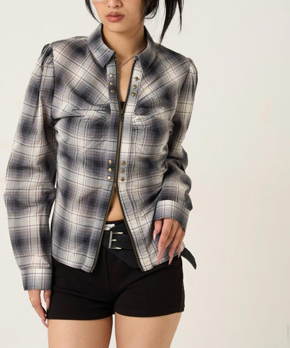 褶皺鉚釘修身設計 GATHERED STUDDED COMPACT SHIRT 襯衫