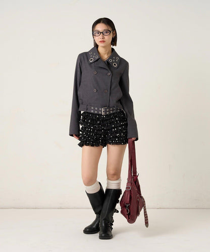 TR 金屬孔設計 短款粗呢外套