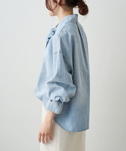 牛仔蝴蝶結設計襯衫