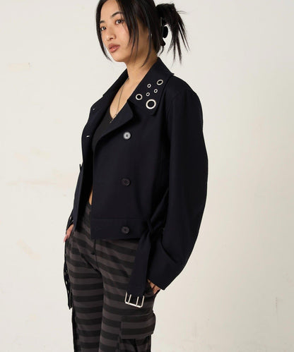 TR 金屬孔設計 短款粗呢外套