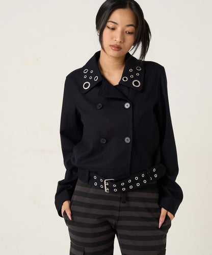 TR 金屬孔設計 短款粗呢外套