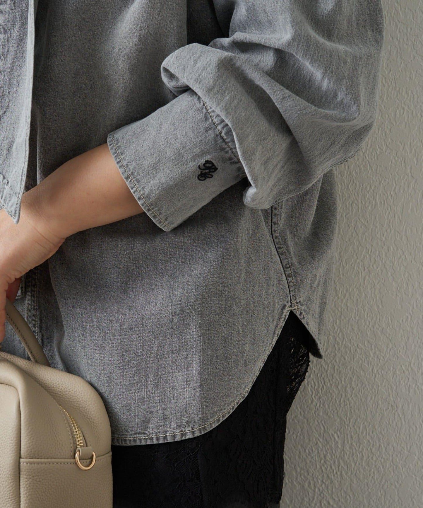 牛仔蝴蝶結設計襯衫