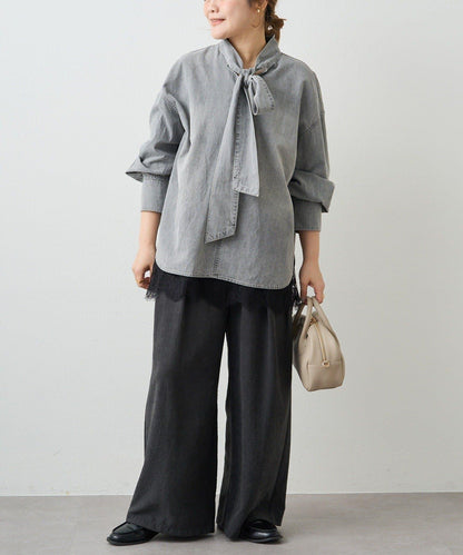 牛仔蝴蝶結設計襯衫