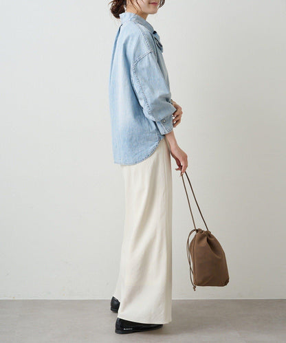 牛仔蝴蝶結設計襯衫