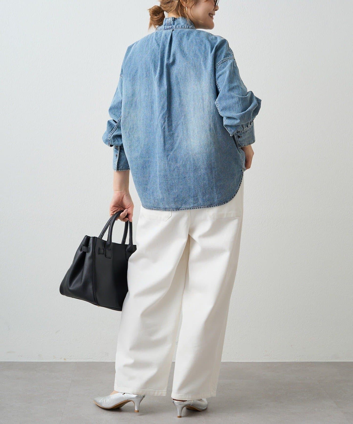 牛仔蝴蝶結設計襯衫