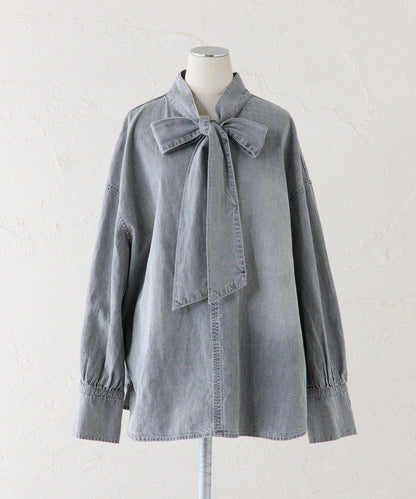 牛仔蝴蝶結設計襯衫