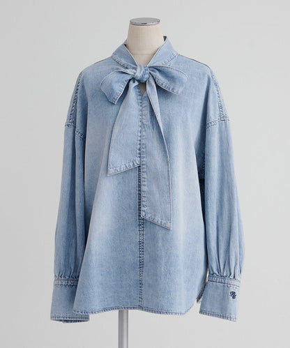 牛仔蝴蝶結設計襯衫
