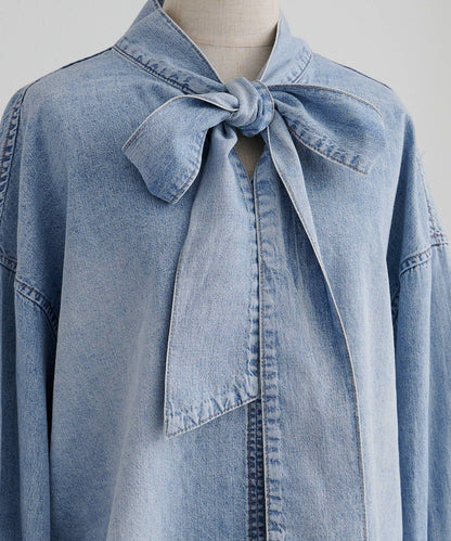 牛仔蝴蝶結設計襯衫
