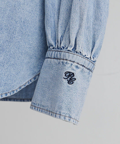 牛仔蝴蝶結設計襯衫