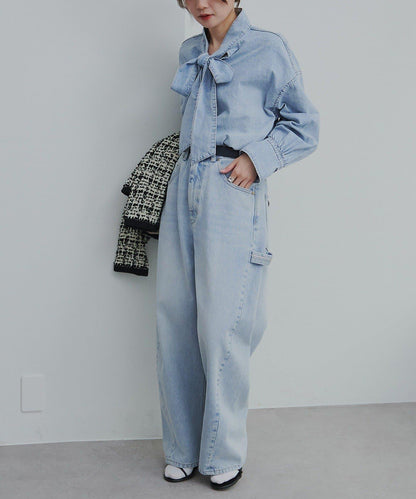 牛仔蝴蝶結設計襯衫