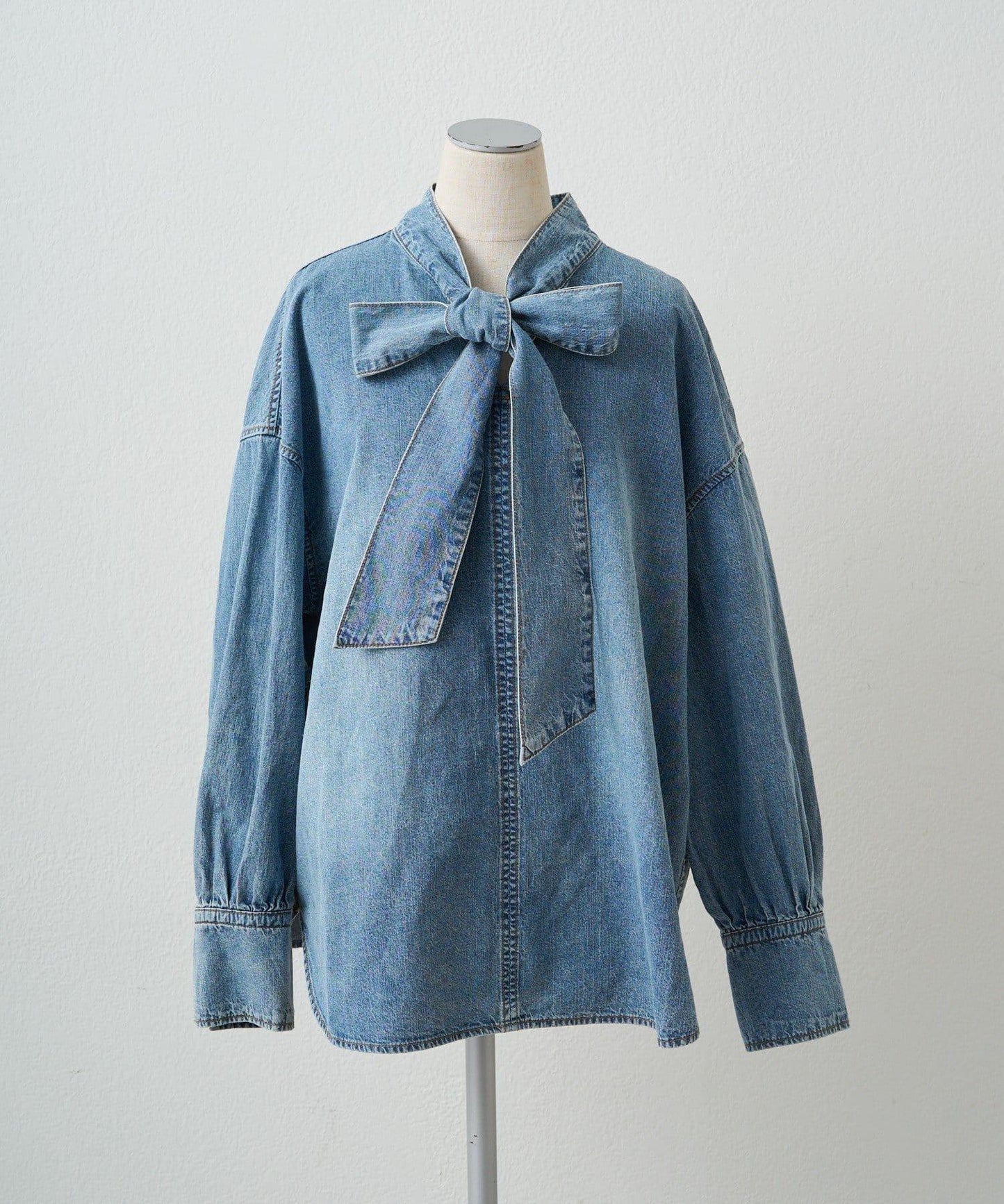 牛仔蝴蝶結設計襯衫