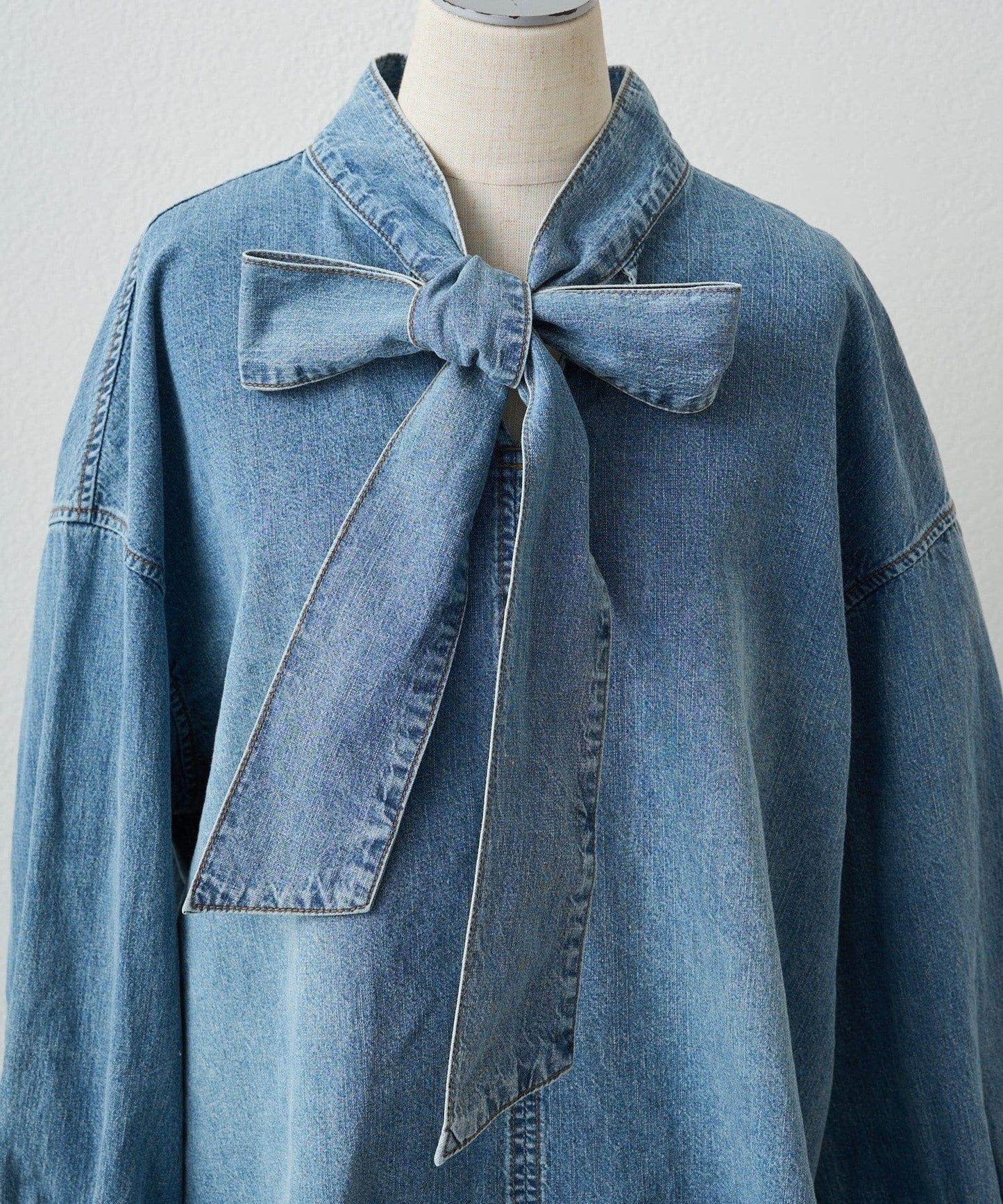 牛仔蝴蝶結設計襯衫