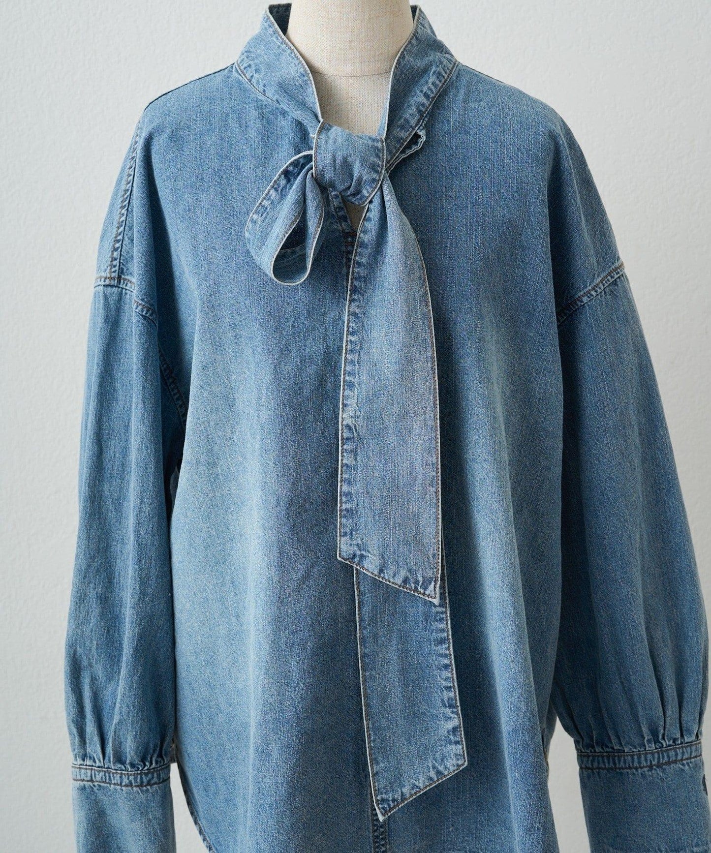 牛仔蝴蝶結設計襯衫