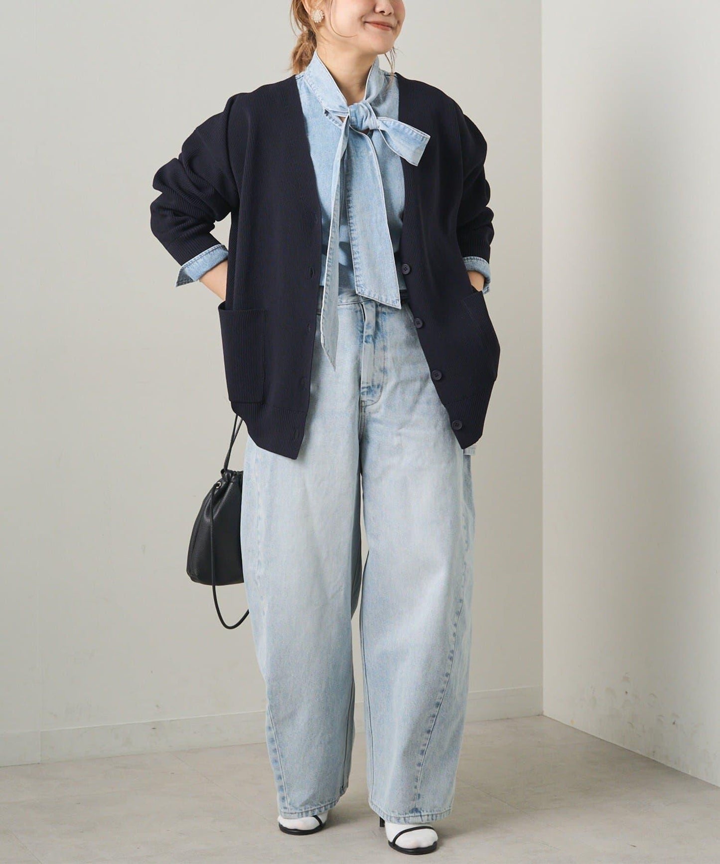 牛仔蝴蝶結設計襯衫