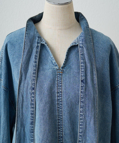 牛仔蝴蝶結設計襯衫