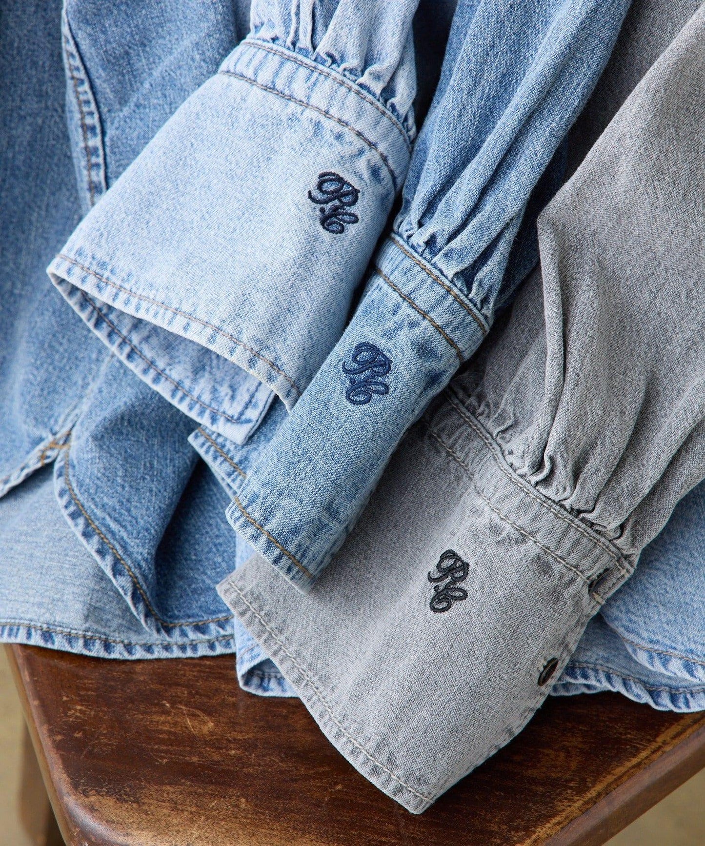 牛仔蝴蝶結設計襯衫