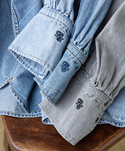 牛仔蝴蝶結設計襯衫