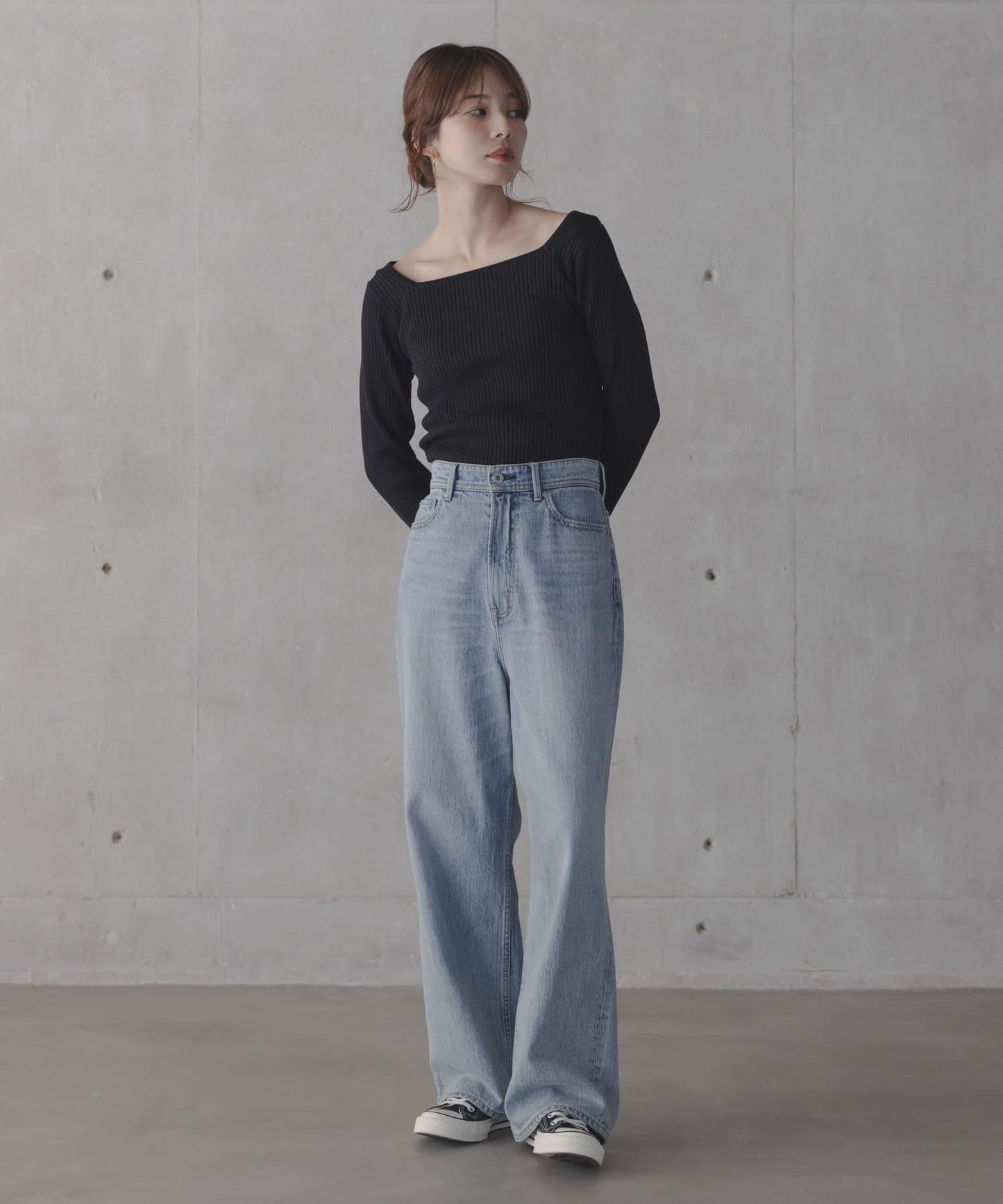 真絲混紡方領針織上衣 款