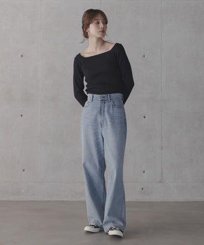 真絲混紡方領針織上衣 款