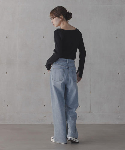 真絲混紡方領針織上衣 款