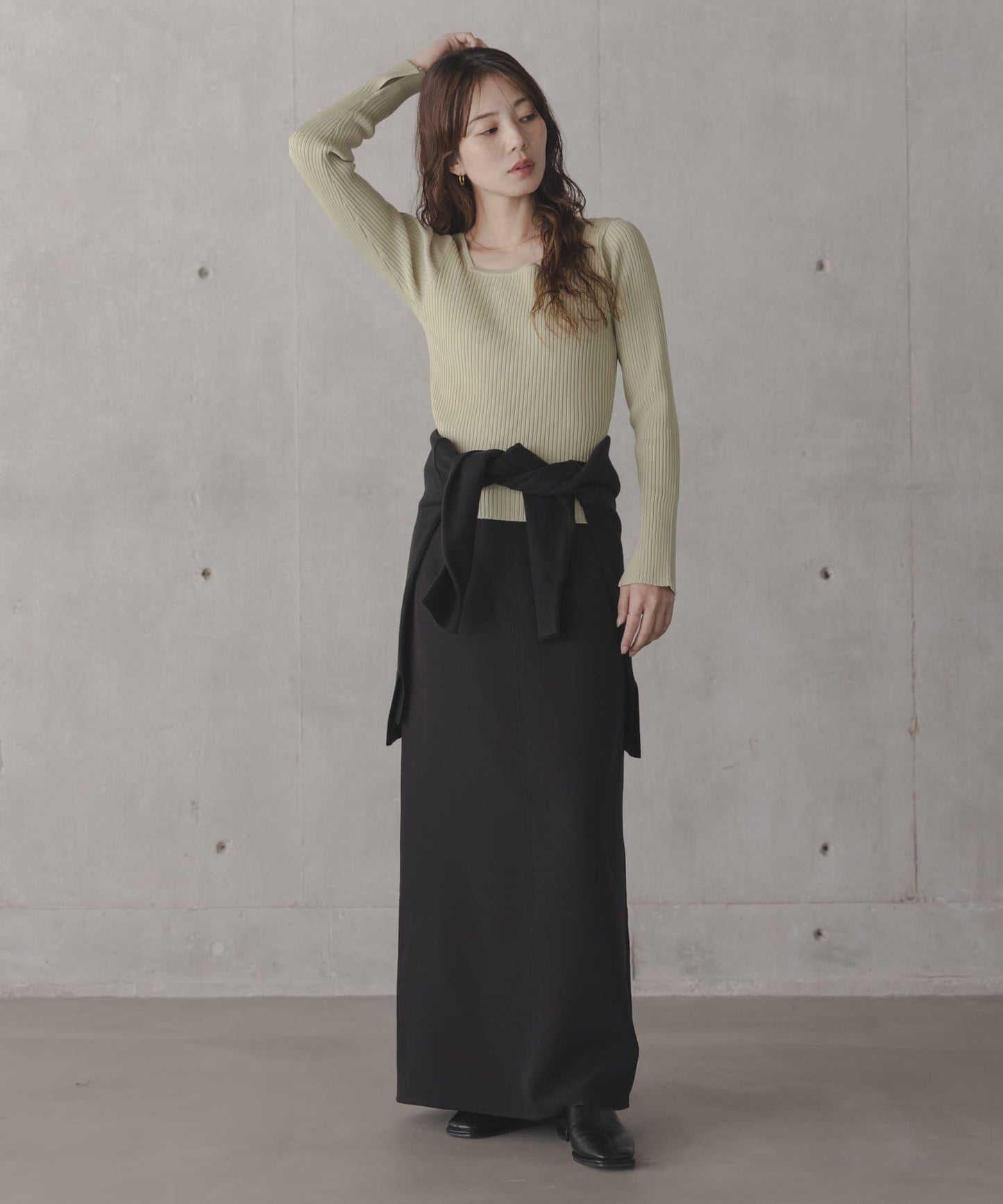 真絲混紡方領針織上衣 款