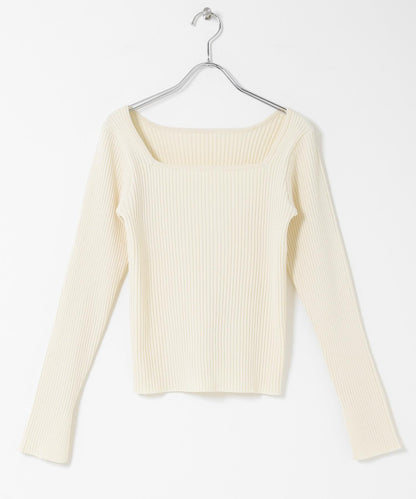 真絲混紡方領針織上衣 款