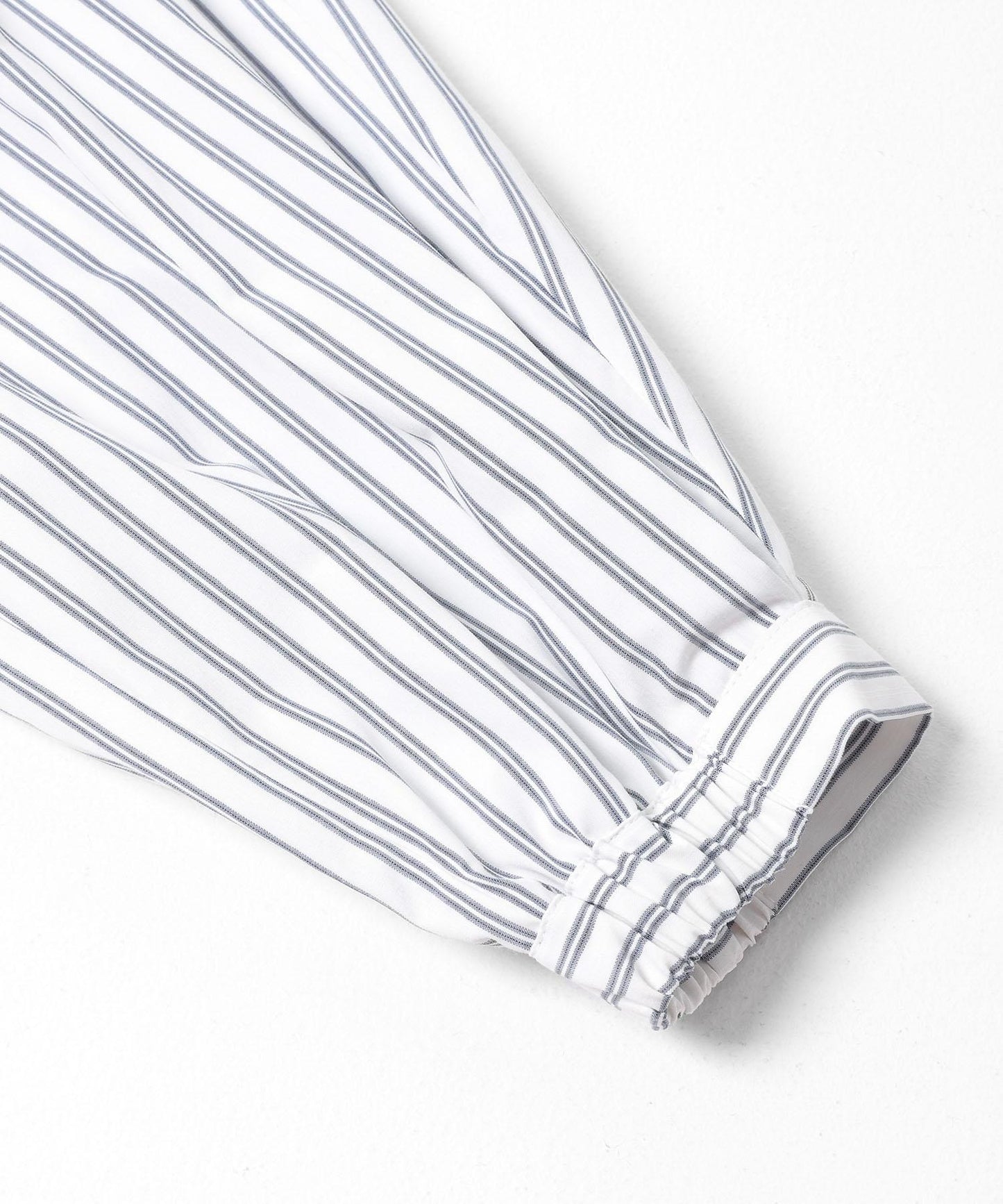 立領荷葉邊條紋襯衫