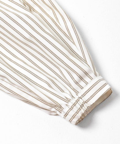 立領荷葉邊條紋襯衫