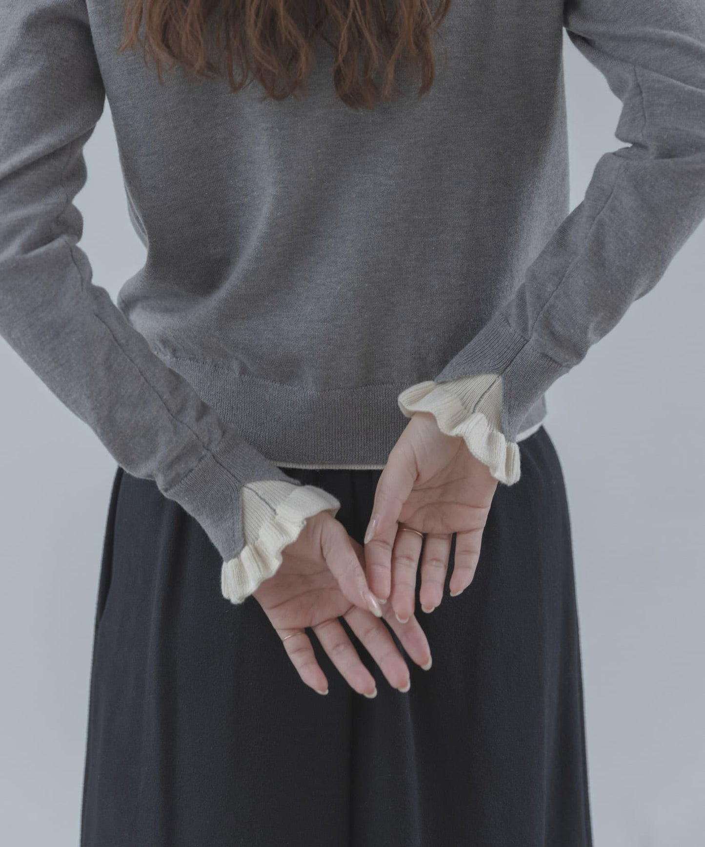 拼色荷葉邊針織開衫