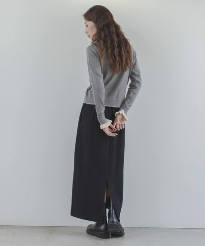 拼色荷葉邊針織開衫